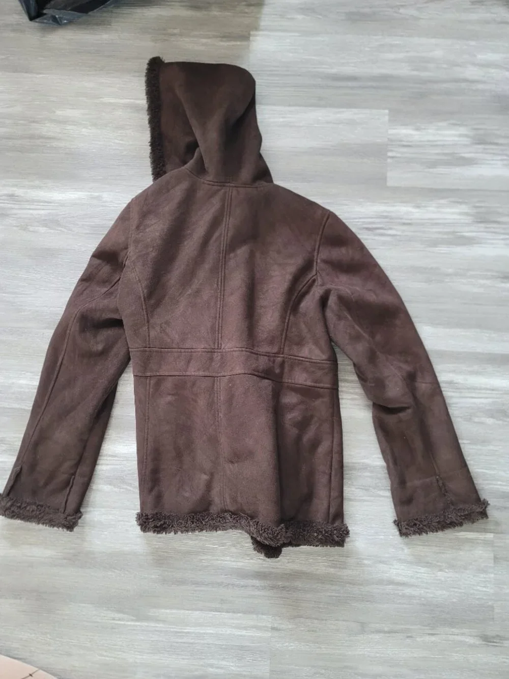 Womens dark brown full button up hooded Jones New York Sport coat - size L